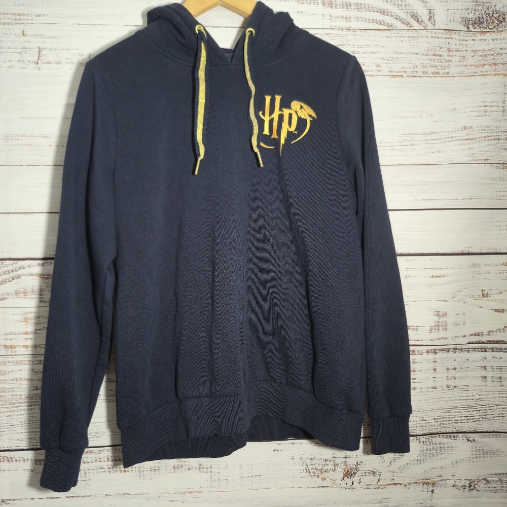 Harry Potter HP Hoodie Women's Size M (8/10) Golden Snitch Navy Sweatshirt RARE